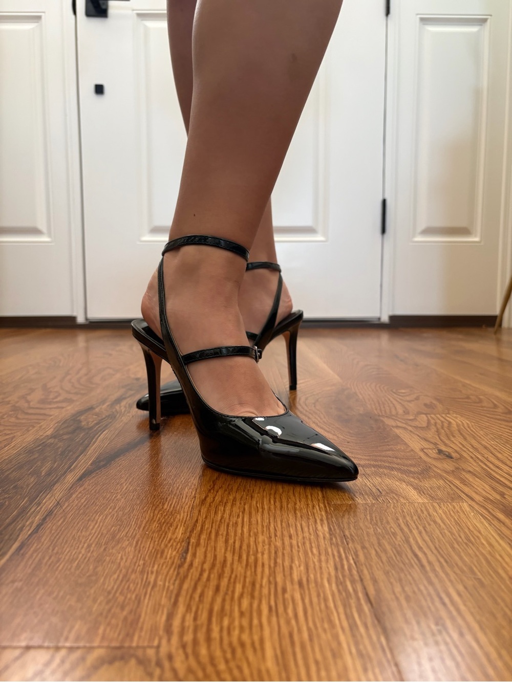 ANTONIO MELANI Black Patent Double-Strap Pointed-Toe Heels - Picture 5 of 5